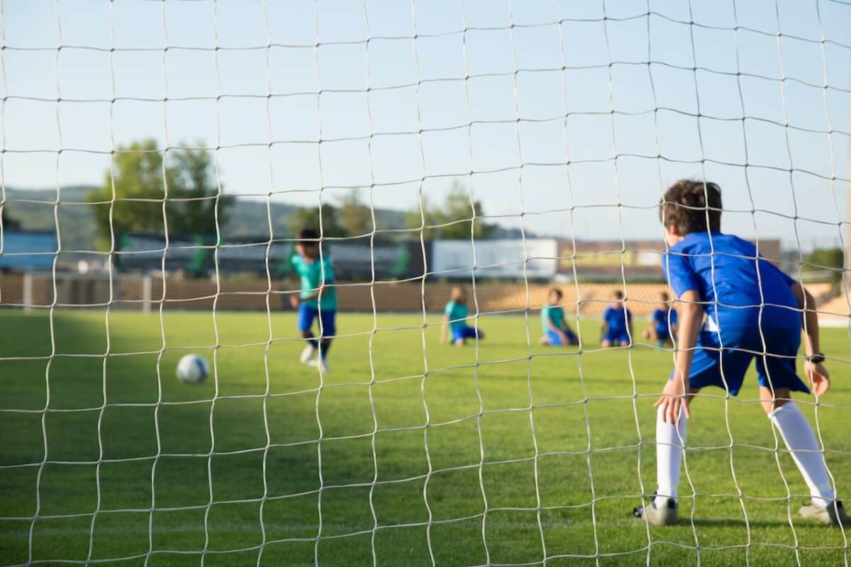 Children playing soccer