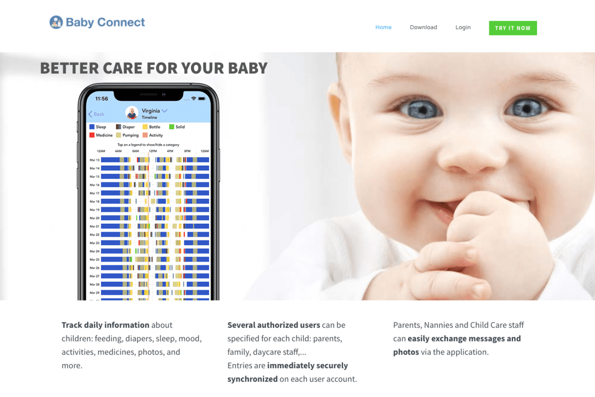 Baby Connect website screenshot